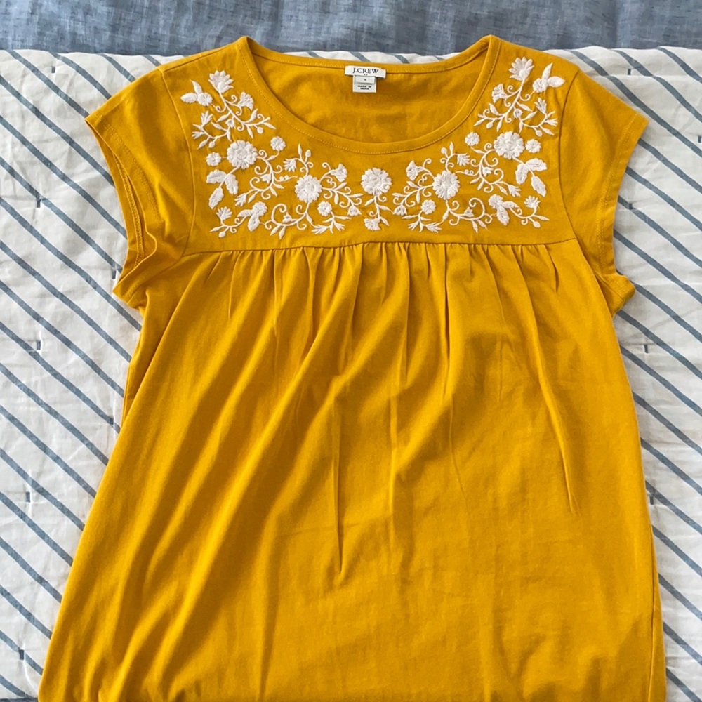 J Crew Mustard Floral Top